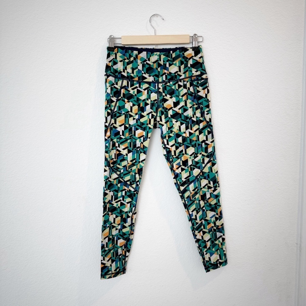 Sweaty Betty- Power Pocket Green Multi Leggings 7/8 - Size 4-6